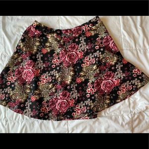 Forever21 Los Angeles floral black skater skirt